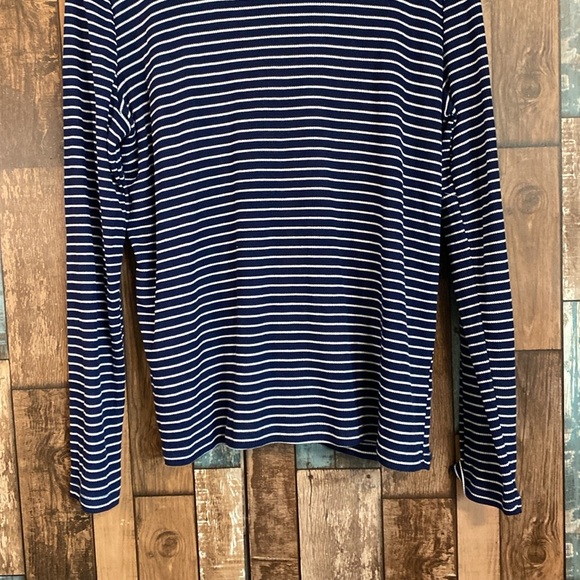 a.n.a. Blue striped turtle neck top - Picture 3 of 14